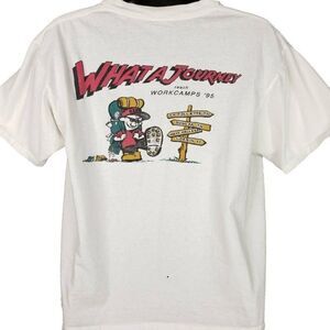 Christian Reach Workcamps T Shirt Vintage 90s 1995 Backpack Made In USA Mens